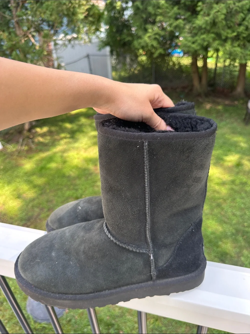 UGG Classic Short Black Suede Winter Boots